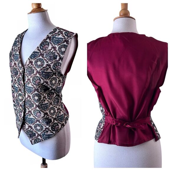 Vintage Bobbie Brooks Christmas Brocade 1990s Vest - Large - Picture 2 of 10